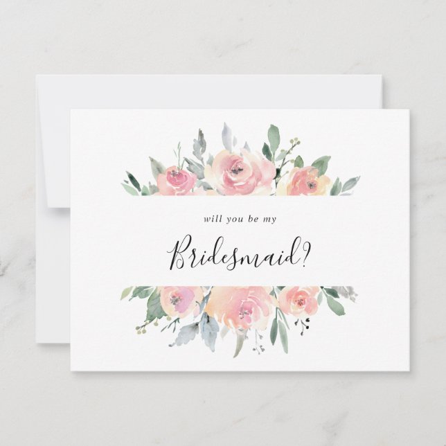 Vorschlag für eine elegante rosa Blush-Blumengeste Mitteilungskarte (Vorderseite)