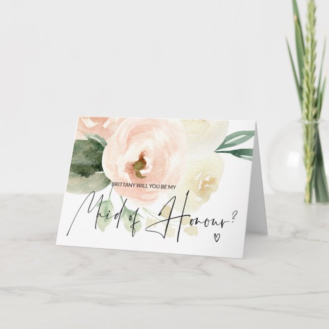 Vorschlag für eine florale Fragend Trauzeugin Hoch Karte (Vorderseite)