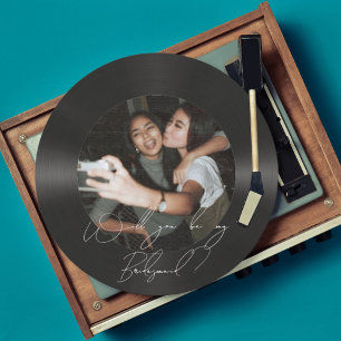 Vorschlag für eine Foto zur Retro-Vinyl-Trauzeugin Einladung