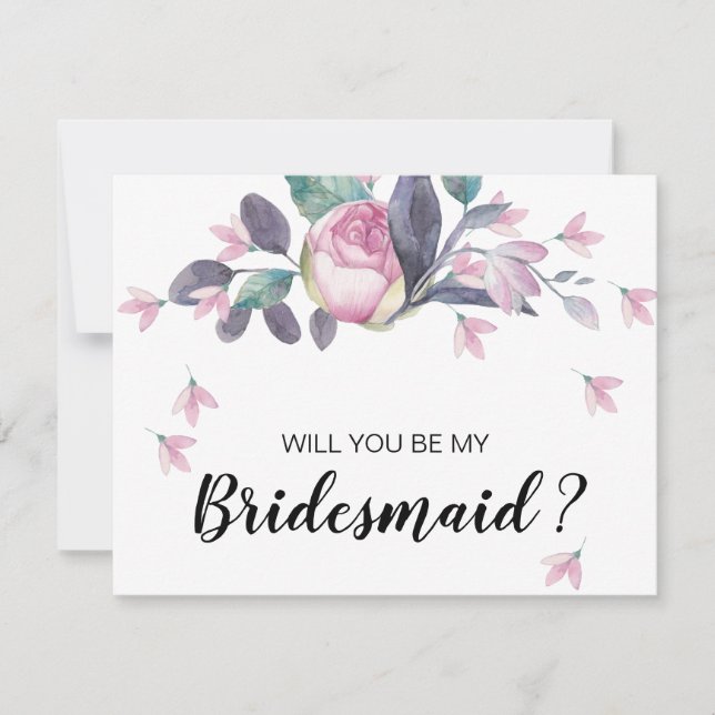 Vorschlag für eine hübsch rosa Floral Bridesmaid Einladung (Vorderseite)