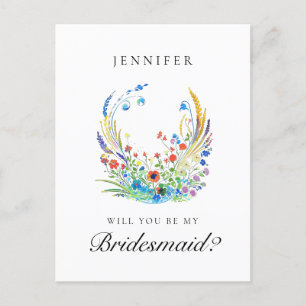 Vorschlag für eine lebendige blaue Floral Bridesma Postkarte