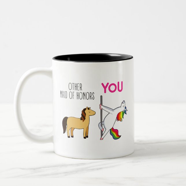 Vorschlag für eine lustige Trauzeugin, Niedliches  Zweifarbige Tasse (Links)