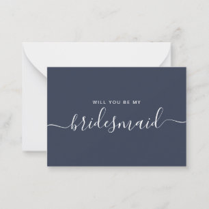 Vorschlag für eine Minimalistische Blue Bridesmaid Mitteilungskarte