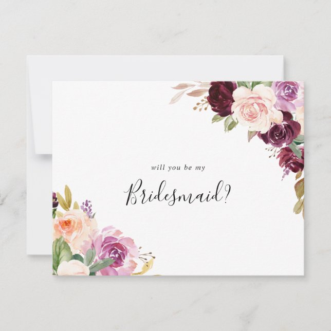 Vorschlag für eine Rustikale Botanische Bridmaid Mitteilungskarte (Vorderseite)