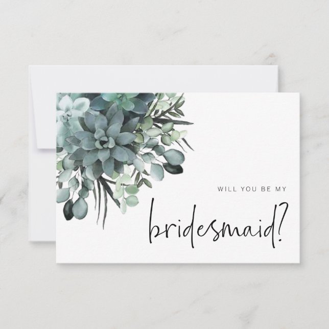 Vorschlag für eine sukkuläre Bridesmaid-Wasserfarb Mitteilungskarte (Vorderseite)