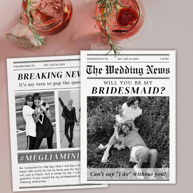Vorschlag für eine Trauzeugin der Zeitung Bridesma Einladung (Von Creator hochgeladen)