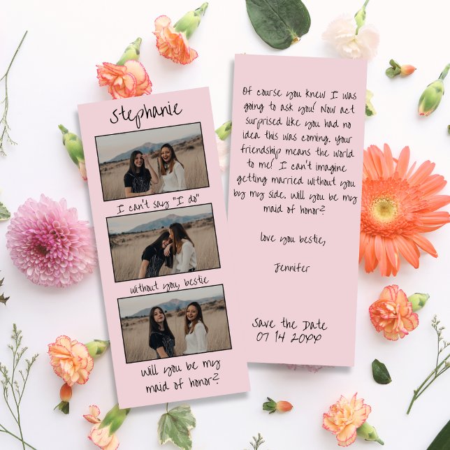 Vorschlag für eine Trauzeugin des rosa Lesezeichen Save The Date (Von Creator hochgeladen)