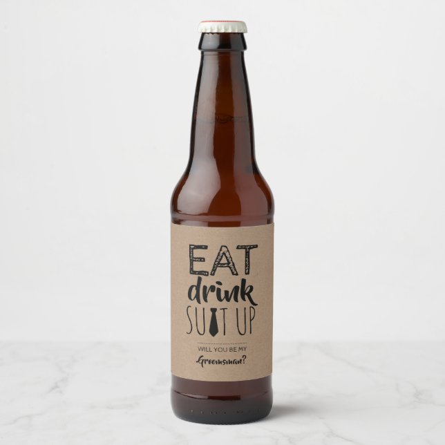 Vorschlag für einen "Drink Anzug Up Trauzeuge" Bierflaschenetikett (Vorderseite)