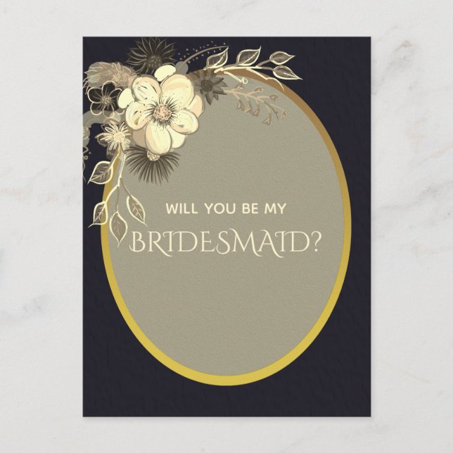 Vorschlag für Gold und Black Bridesmaid Postkarte (Vorderseite)