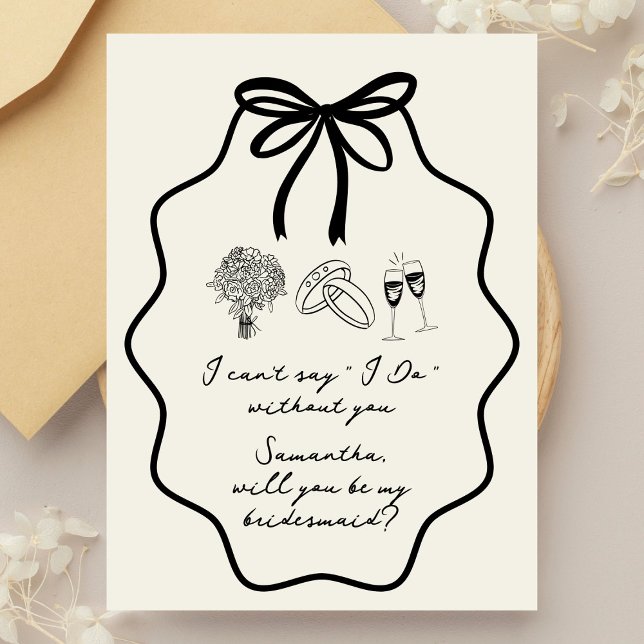 Vorschlag für Handgezeichnete Bow Floral Bridesmai Einladung (Von Creator hochgeladen)