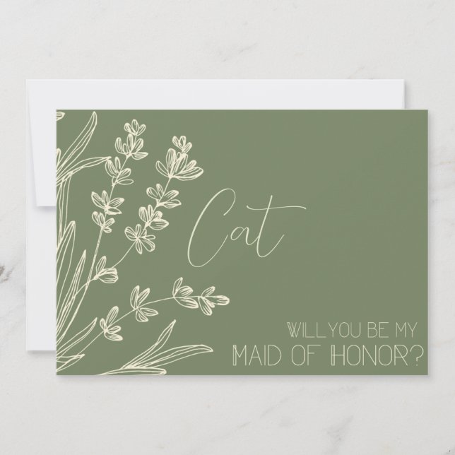 Vorschlag für Oliven Green und Creme Bridesmaid Einladung (Vorderseite)