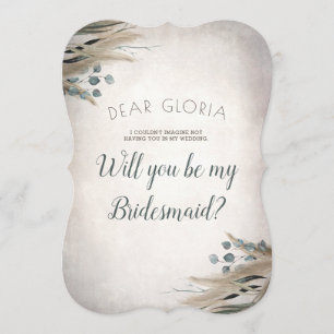 Vorschlag für Pampas Grass und Greenery Bridesmaid Einladung