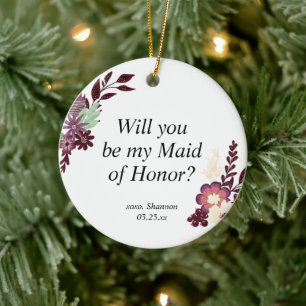 Vorschlag für personalisierte Trauzeugin Bridesmai Keramik Ornament