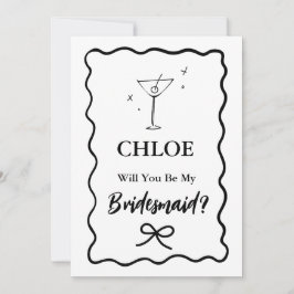 Vorschlag für Retro Wavy Martini Glass Bridesmaid Einladung