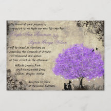 Vorschlag Lila Tree Vintage Hochzeit Einladung.