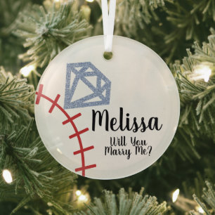 Vorschlag Ornament - Heiraten Sie mir Baseball Aus Glas