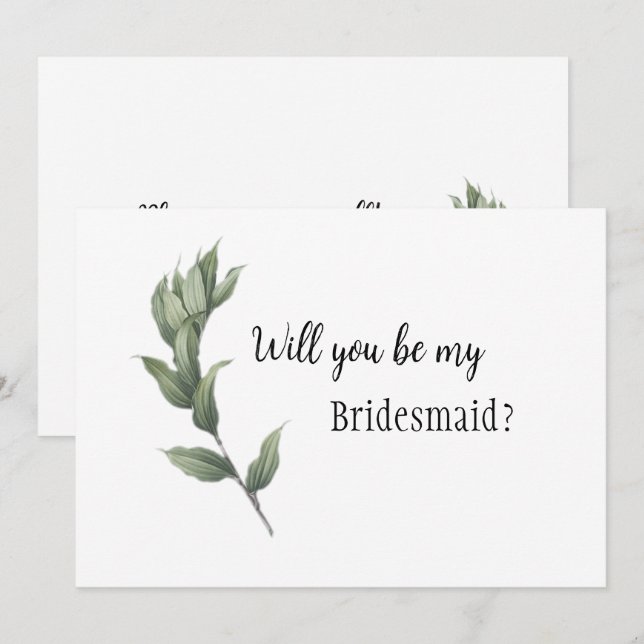 Vorschlag "Simple Greenery Bridesmaid" Einladung (Vorne/Hinten)