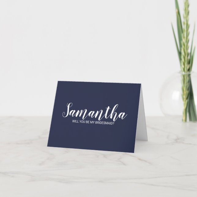 Vorschlag von Bridesmaid | Modern Script Navy Blue Einladung (Vorderseite)