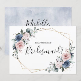 Vorschlag von Dusty Blue Mauve Geometric Bridesmai Einladung