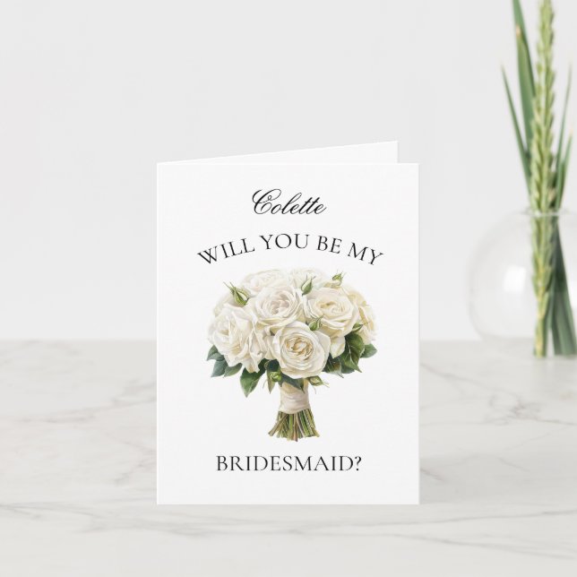 Vorschlag von Elfenbeinkühe Rose Bouquet Bridesmai Einladung (Vorderseite)