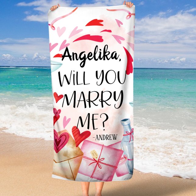 Vorschlag zur Eheschließung | Heiraten Sie mich? I Strandtuch (Marriage Proposal | Will You Marry Me? Custom Name Beach Towel)