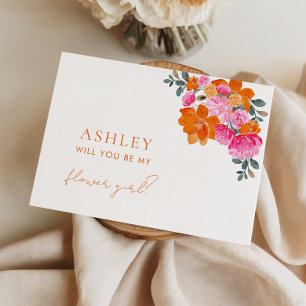 Vorschlagskarte für Rosa und Orangefarbene Blumenb Einladung