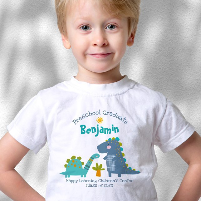 Vorschool Boy Abschluss Dinosaur Niedlicher Indivi Kleinkind T-shirt (Von Creator hochgeladen)