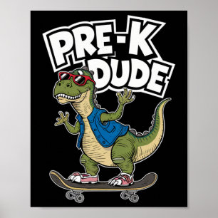 Vorschul-Typ Dinosaurier Skateboarding Kinder Kind Poster