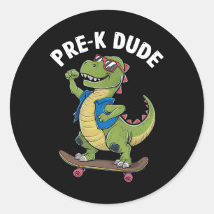Vorschul-Typ Dinosaurier Skateboarding Kindergarte Runder Aufkleber