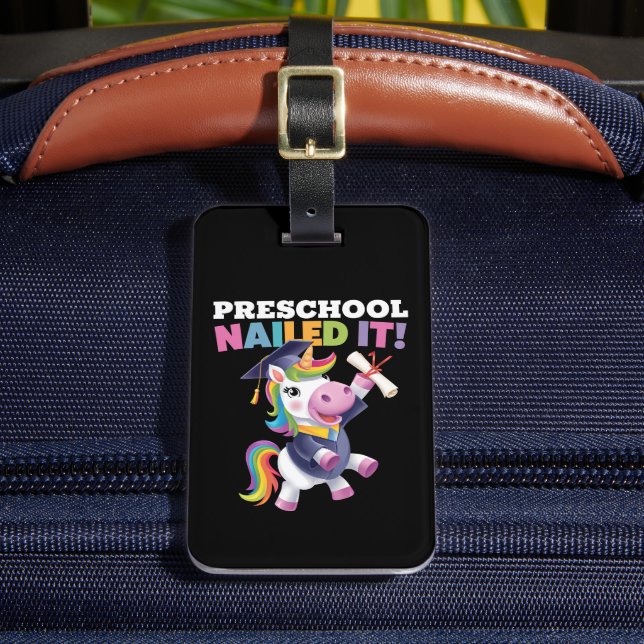 Vorschule nagelte It Unicorn Graduation Cap Gepäckanhänger (Vorderseite Insitu 2)