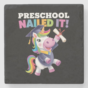 Vorschule Nailed It Einhorn Abschlussmütze Steinuntersetzer