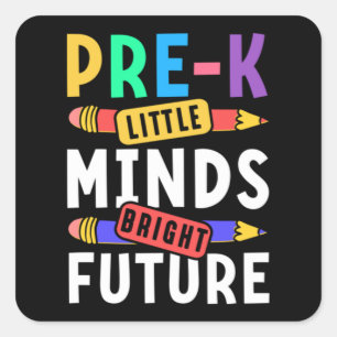 Vorschulkinder Zurück zur Schule Kleine Köpfe Hell Quadratischer Aufkleber