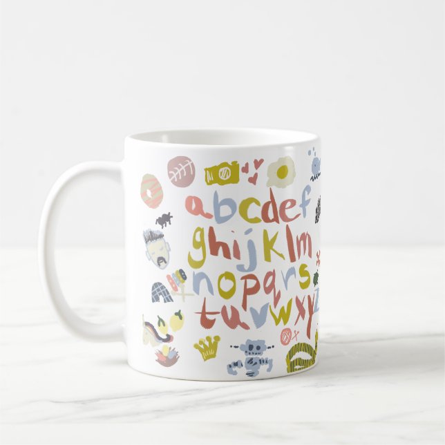 Vorschullehrer Alphabete Kritzeleien Kaffeetasse (Links)