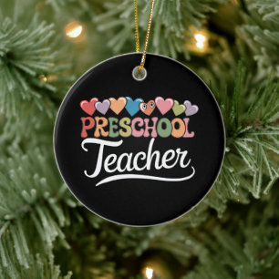 Vorschullehrer Erster Tag Groovy Zurück zur Schule Keramik Ornament