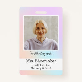 Vorschullehrer Foto ID Abzeichen Regenbogenunicorn Ausweis