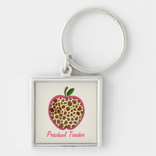 Vorschullehrer-Giraffen-Druck Apple Schlüsselanhänger