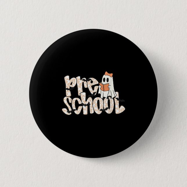 Vorschullehrer Halloween-Geisterlehrer liest  Button (Vorderseite)