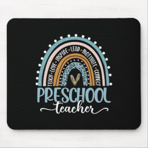 Vorschullehrer Leopard Boho Regenbogen Zurück zur Mousepad