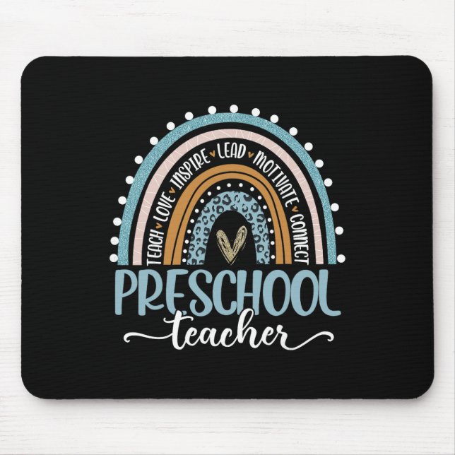 Vorschullehrer Leopard Boho Regenbogen Zurück zur  Mousepad (Vorne)