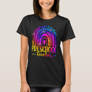 Vorschullehrer Leopard Tie Dye Regenbogen Zurück Z T-Shirt