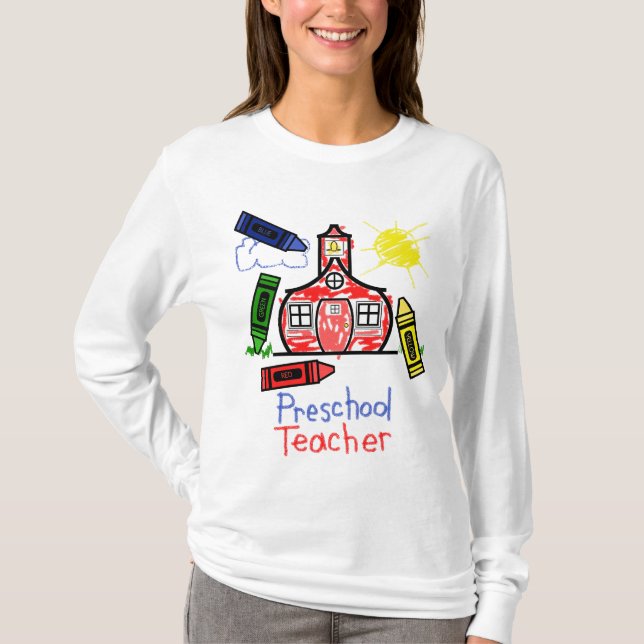 Vorschullehrer-T-Shirt - Schulhaus u. T-Shirt (Vorderseite)