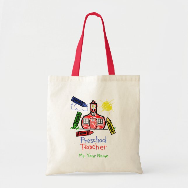 Vorschullehrer-Tasche - Schulhaus und Tragetasche (Vorne)