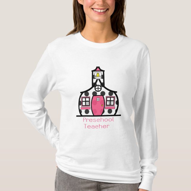 Vorschullehrer-Tupfen-Schulhaus T-Shirt (Vorderseite)