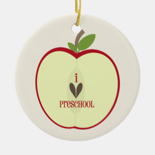 Vorschullehrer-Verzierung - rotes Apple halb Keramik Ornament
