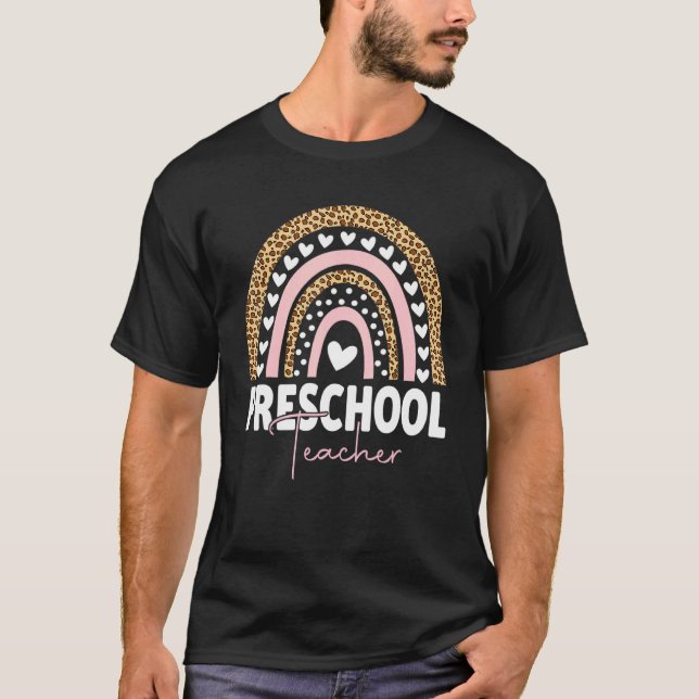 Vorschullehrerteam Vorschulkampfflugzeug-Regenboge T-Shirt (Vorderseite)