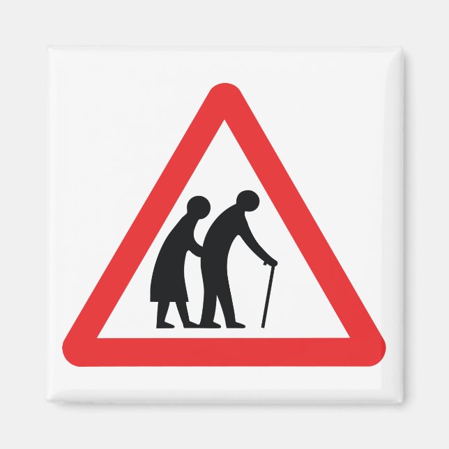 VORSICHT Ältere Menschen - Verkehrszeichen im Vere Magnet (Vorne)