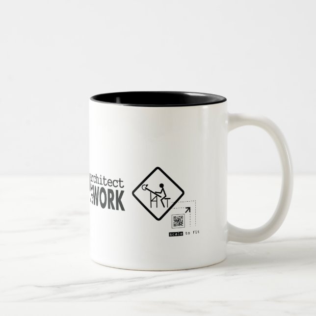 Vorsicht-Architekt bei der Arbeit Zweifarbige Tasse (Rechts)