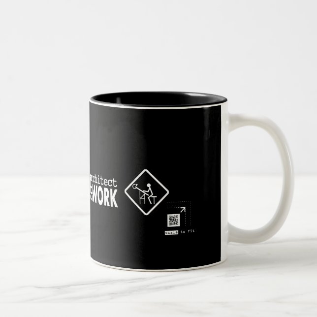 Vorsicht-Architekt bei der Arbeit Zweifarbige Tasse (Rechts)