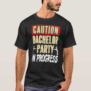 Vorsicht Bachelor Party in Progress Retro vorhande T-Shirt