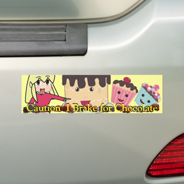 Vorsicht bei der Bremse für Schokolade Chibi - Maß Autoaufkleber (Auf Auto)